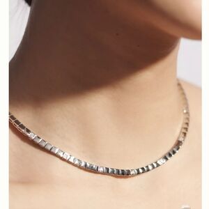 Anthropologie Spaced Crystal Tennis Necklace